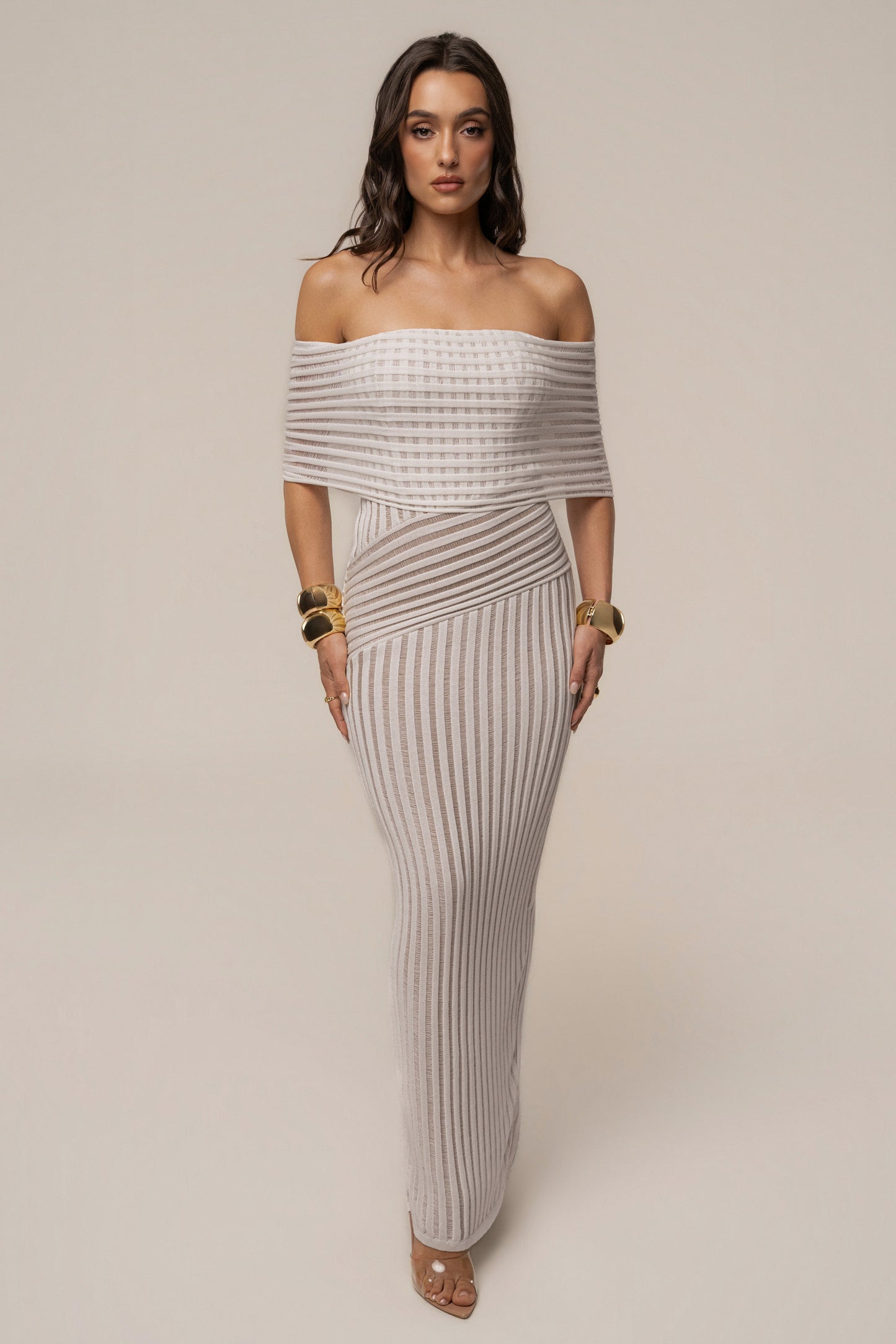 « Chant de Sirène » — Robe Longue Bustier Dos Lacé, Ivoire