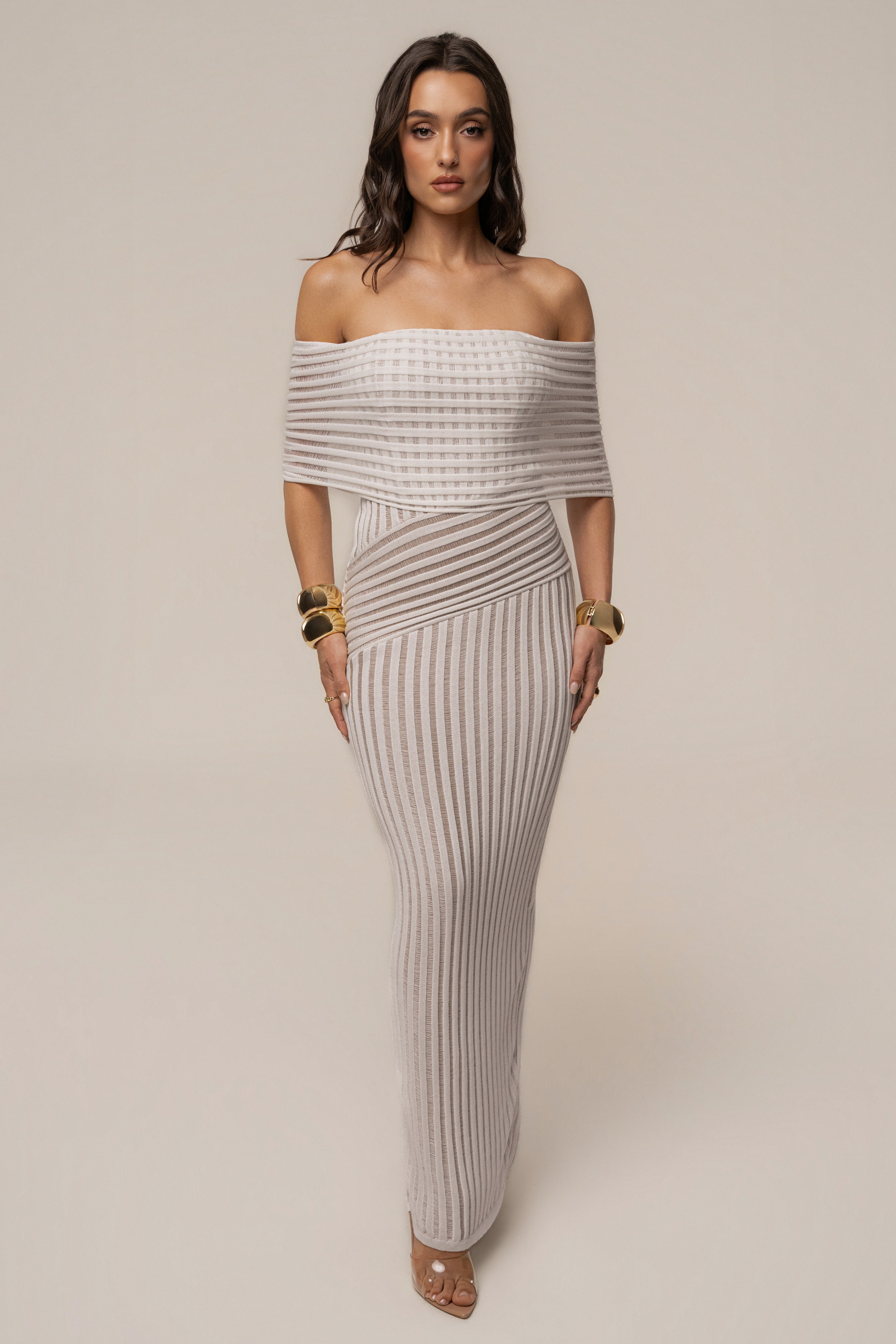 « Chant de Sirène » — Robe Longue Bustier Dos Lacé, Ivoire