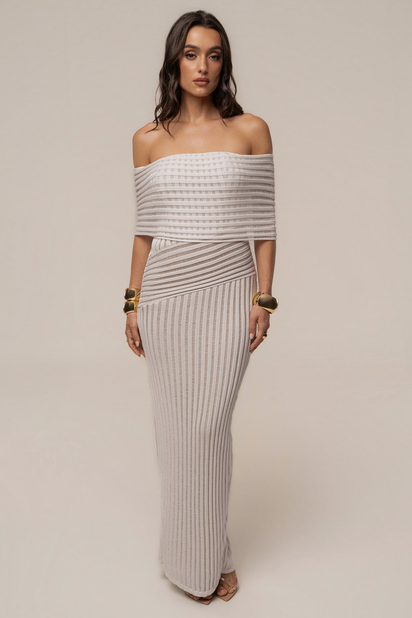 « Chant de Sirène » — Robe Longue Bustier Dos Lacé, Ivoire