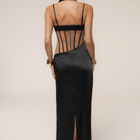 « Heure Dorée » — Robe Longue Corset, Noir