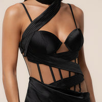 « Heure Dorée » — Robe Longue Corset, Noir