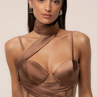 « Heure Dorée » — Robe Longue Corset, Bronze