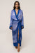 « Bahía » — Kimono Long Satiné Imprimé, Bleu