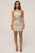 « Nuit Sculptée » — Robe Courte Sculptante à Cut-Out, Blanc Laiteux