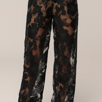 « Songe Fleuri » — Pantalon Organza Fleuri, Noir
