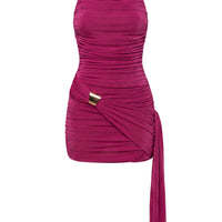 « Anastasia » — Robe Courte Dos Nu Licou Scintillante, Fuchsia