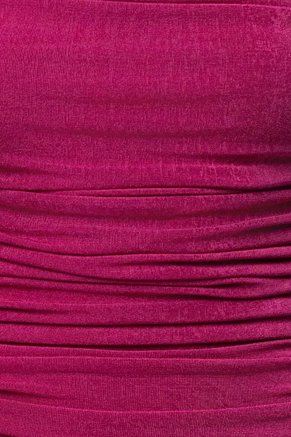 « Anastasia » — Robe Courte Dos Nu Licou Scintillante, Fuchsia