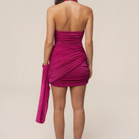 « Anastasia » — Robe Courte Dos Nu Licou Scintillante, Fuchsia