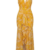 « Paradis Doré » — Robe Longue Tropicale, Jaune