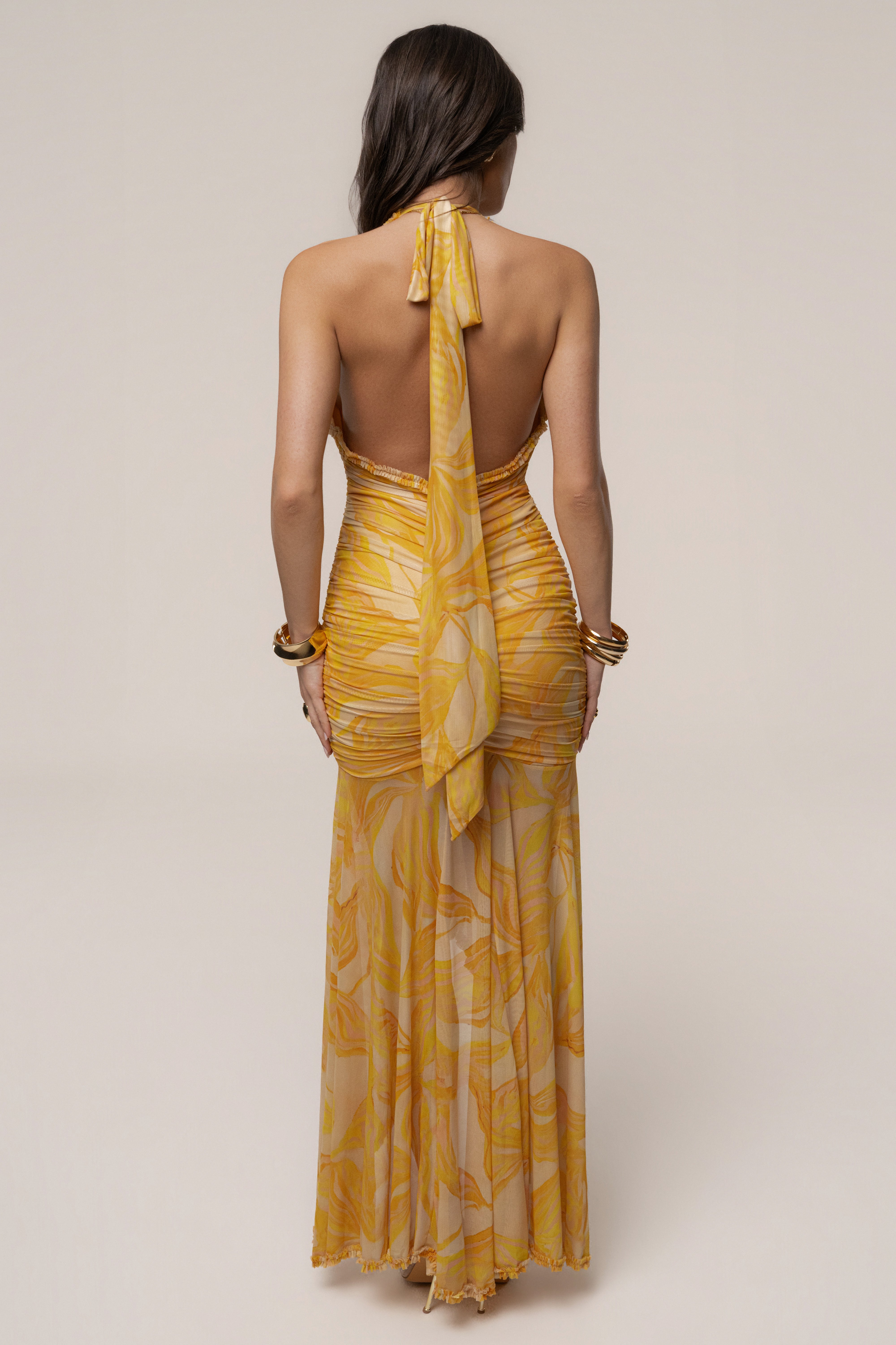 « Paradis Doré » — Robe Longue Tropicale, Jaune