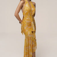 « Paradis Doré » — Robe Longue Tropicale, Jaune