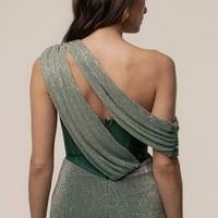 « Céleste » — Robe Longue Drapée Bandage, Vert