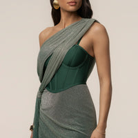 « Céleste » — Robe Longue Drapée Bandage, Vert