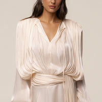 « Élégance Drapée » — Robe Longue, Crème