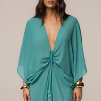 « Jours Sans Fin » — Robe Cache-Maillot Kaftan, Sarcelle