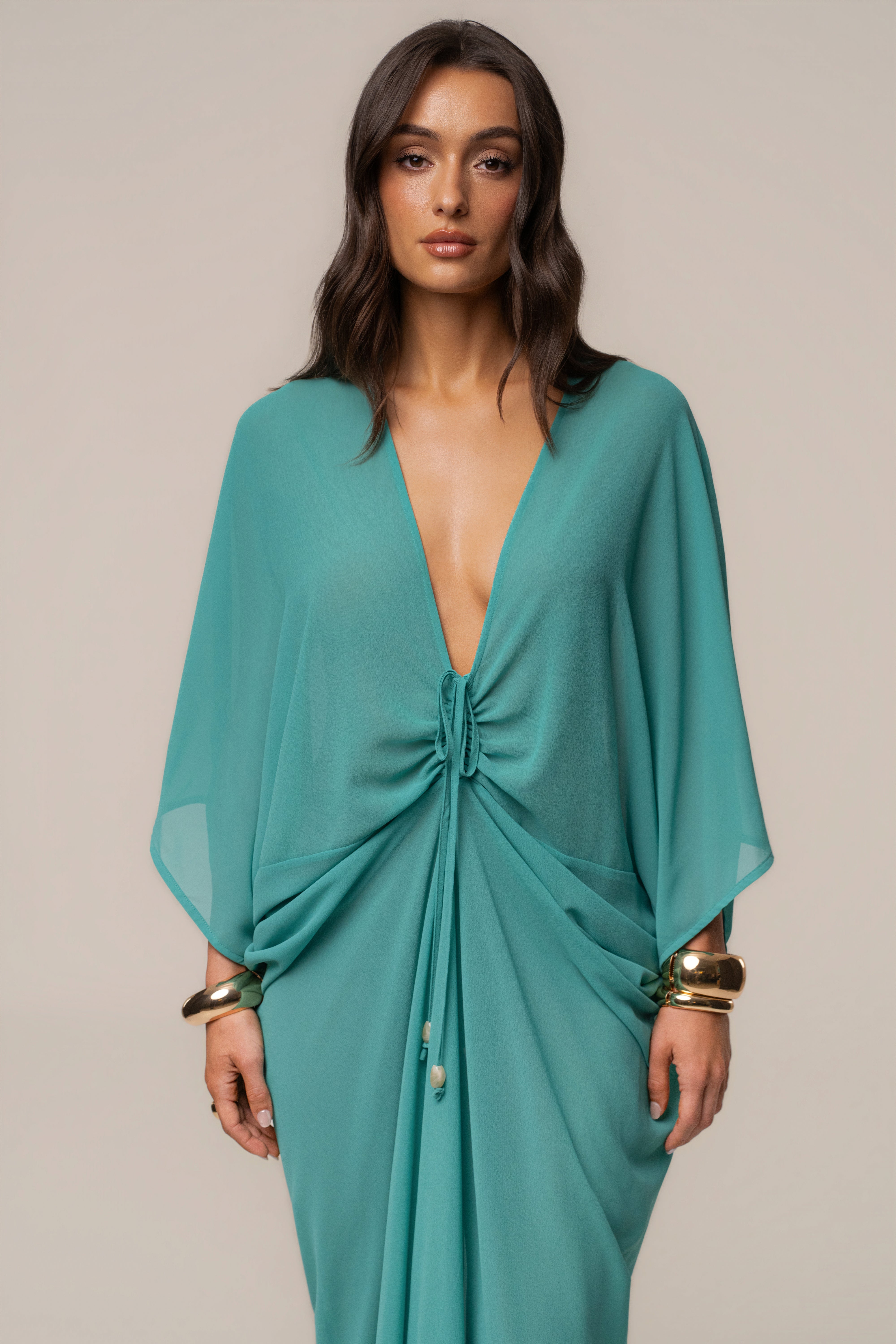 « Jours Sans Fin » — Robe Cache-Maillot Kaftan, Sarcelle