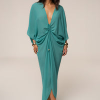 « Jours Sans Fin » — Robe Cache-Maillot Kaftan, Sarcelle