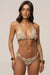 « Sable Doré » — Bikini Triangle en Crochet Fleuri, Beige