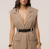 « Portefeuille » — Combinaison Short Blazer, Camel