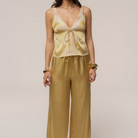 « Brise de Laguna » — Ensemble Pantalon Large Satiné, Jaune