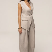 « Executive » — Ensemble Tailleur Rayé, Beige