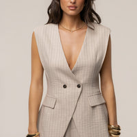« Executive » — Ensemble Tailleur Rayé, Beige