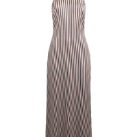 « Lueur Rayée » — Robe Longue Rayée Satinée, Ivoire