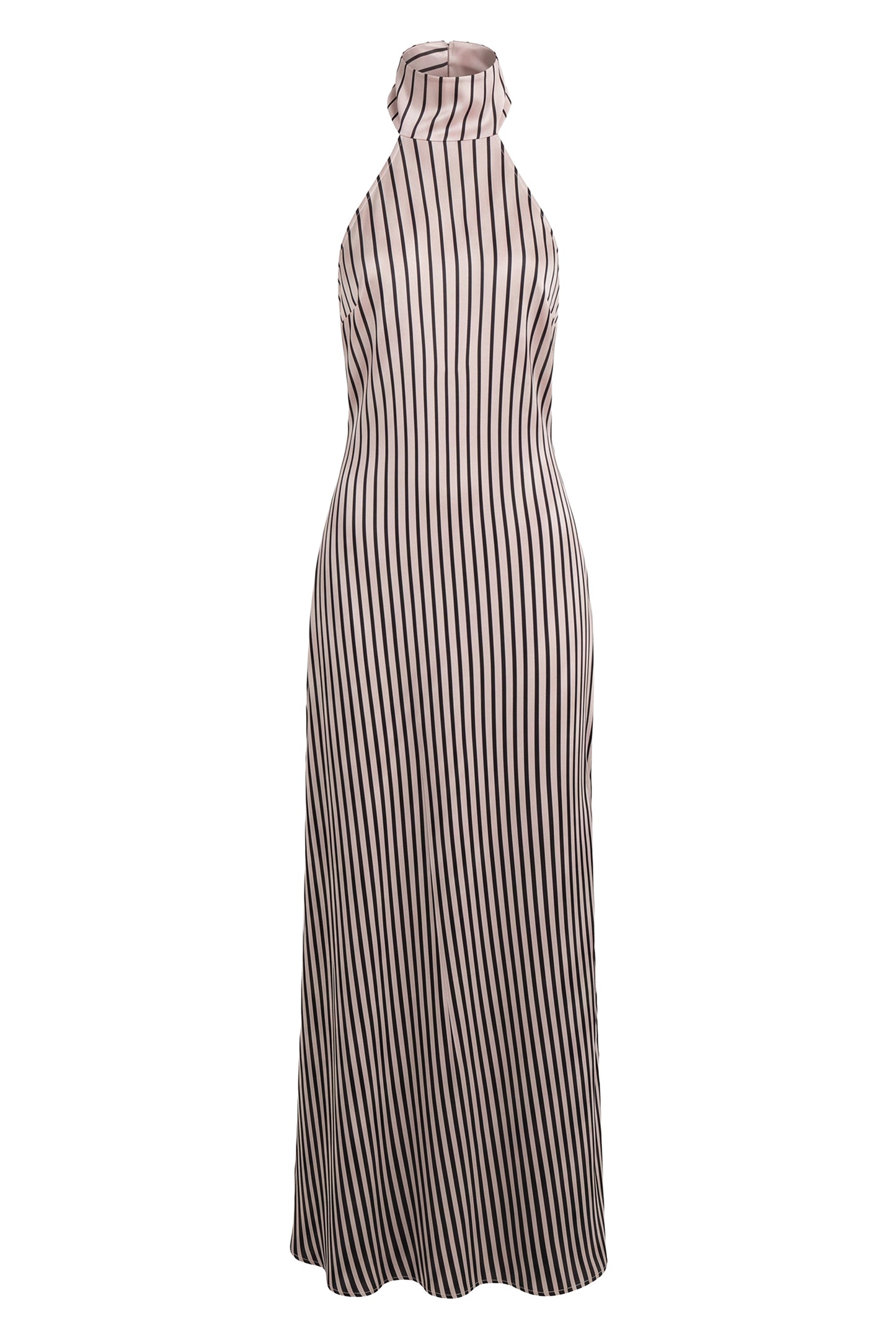 « Lueur Rayée » — Robe Longue Rayée Satinée, Ivoire