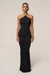 « Heure Tardive » — Robe Longue Halter Côtelée, Noir