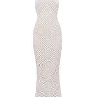 « Heure Tardive » — Robe Longue Halter Côtelée, Blanc