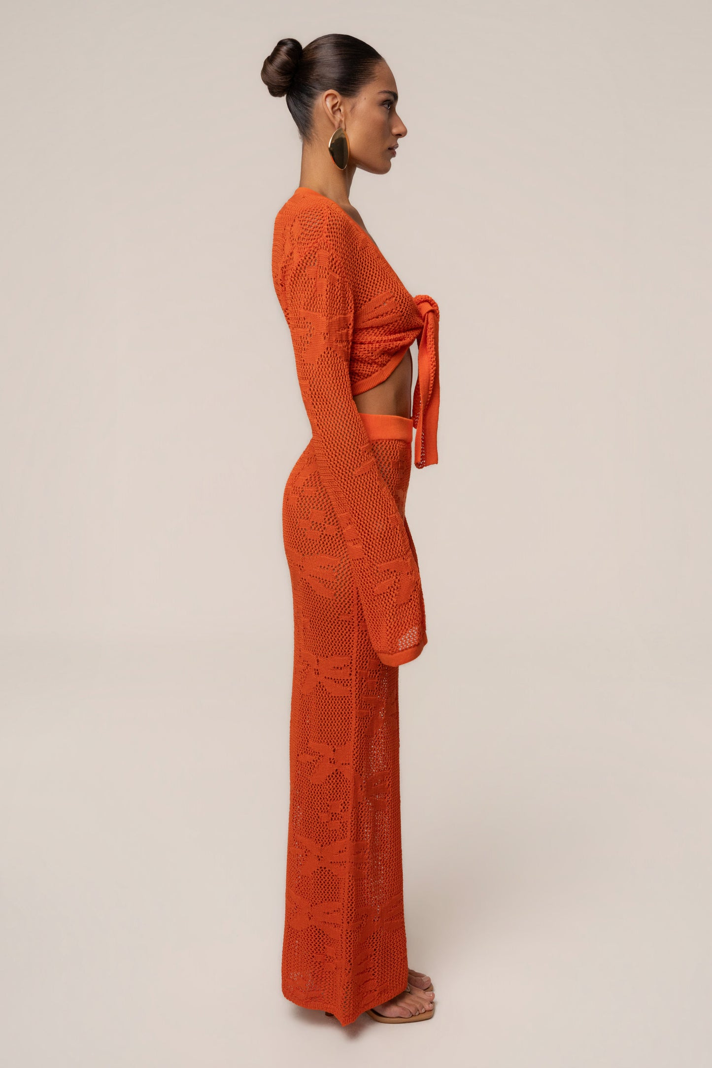 « Marbella » — Ensemble Jupe Longue en Crochet, Orange