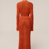 « Marbella » — Ensemble Jupe Longue en Crochet, Orange