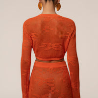 « Marbella » — Ensemble Jupe Longue en Crochet, Orange