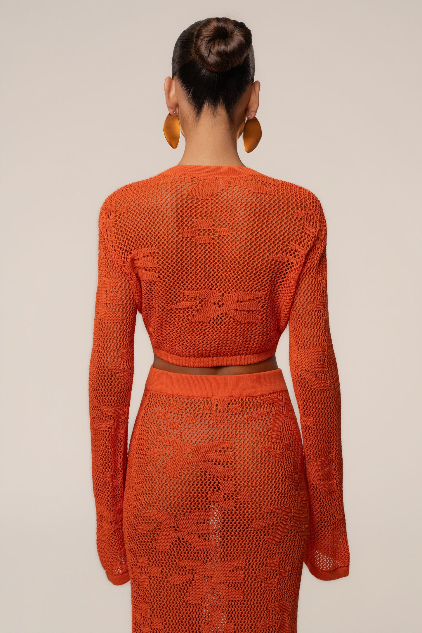 « Marbella » — Ensemble Jupe Longue en Crochet, Orange