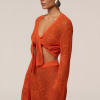 « Marbella » — Ensemble Jupe Longue en Crochet, Orange