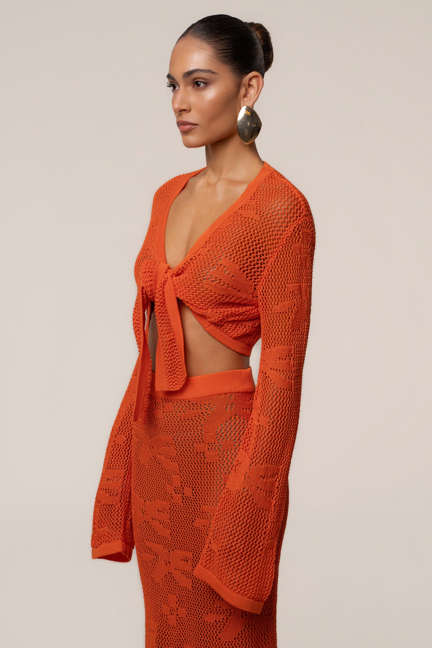 « Marbella » — Ensemble Jupe Longue en Crochet, Orange