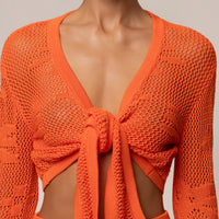 « Marbella » — Ensemble Jupe Longue en Crochet, Orange