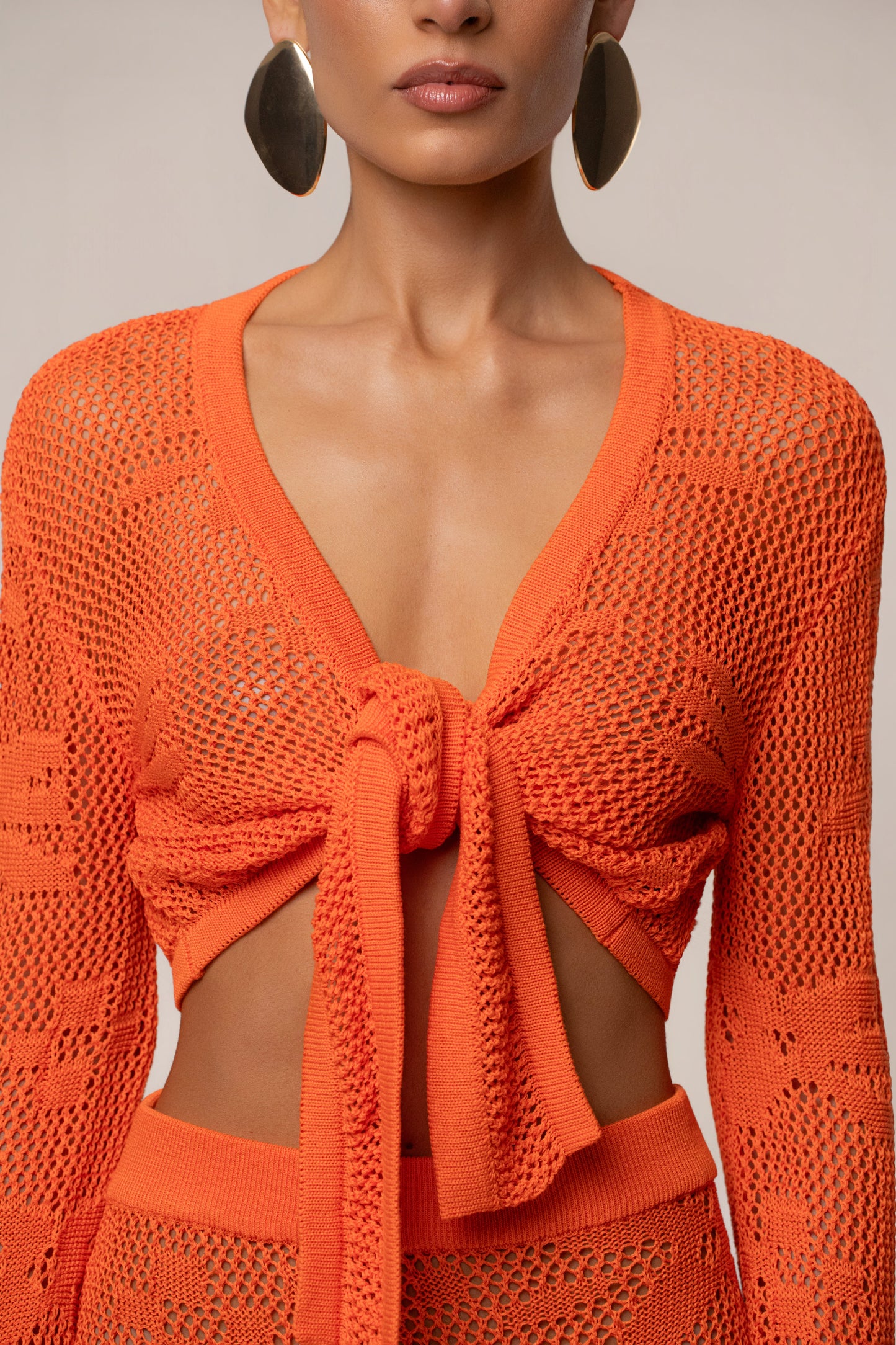« Marbella » — Ensemble Jupe Longue en Crochet, Orange