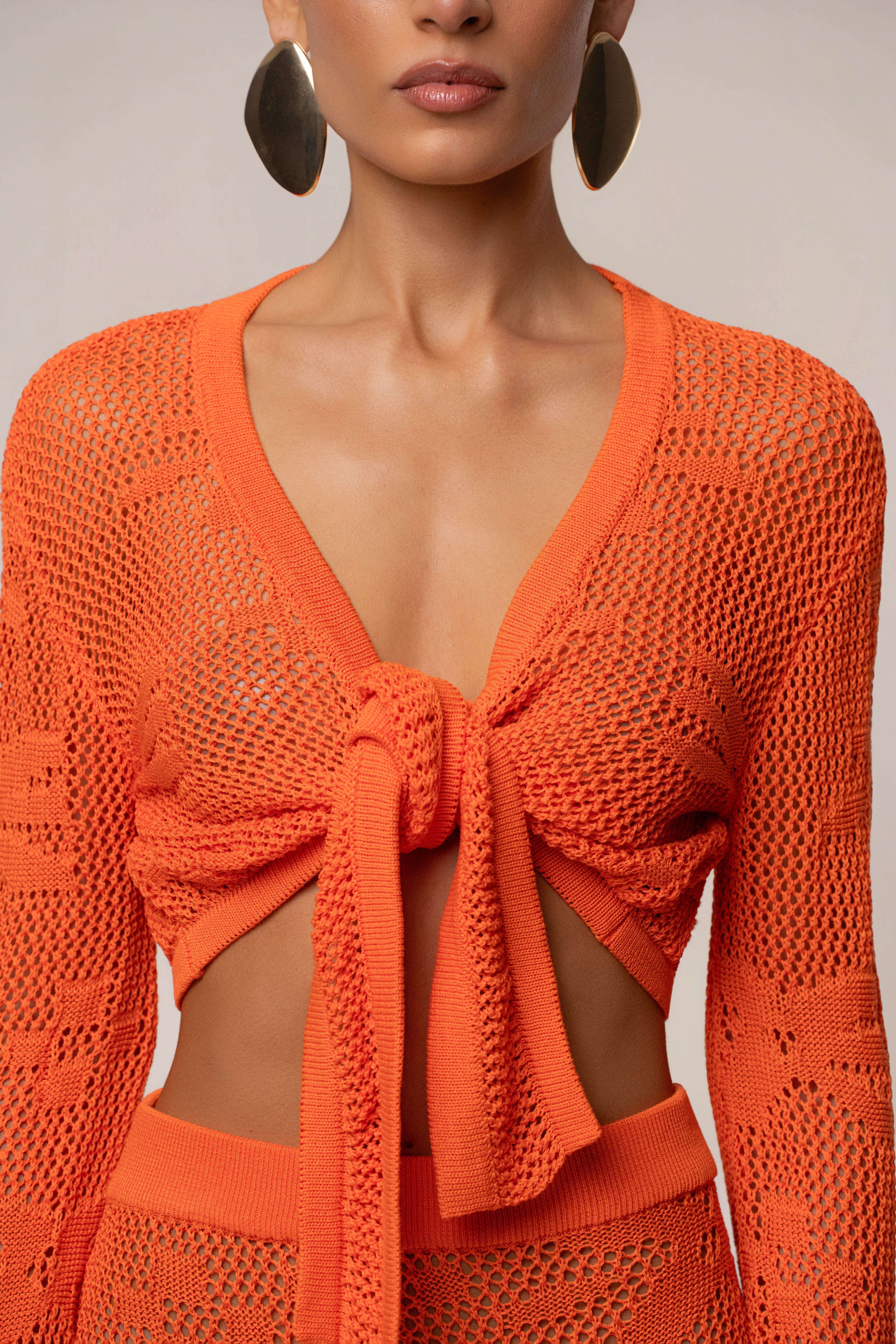 « Marbella » — Ensemble Jupe Longue en Crochet, Orange