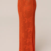 « Marbella » — Ensemble Jupe Longue en Crochet, Orange