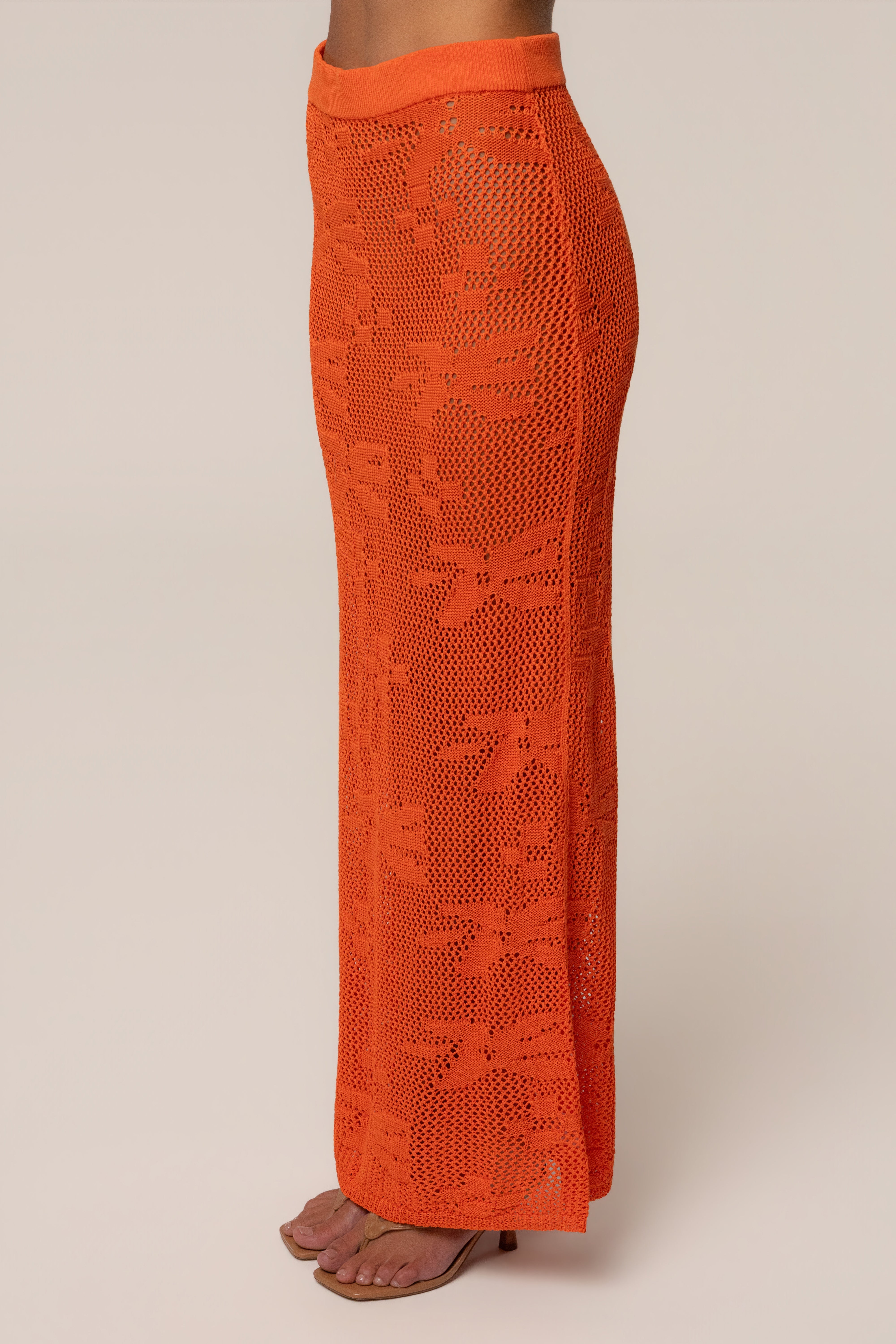 « Marbella » — Ensemble Jupe Longue en Crochet, Orange
