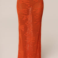 « Marbella » — Ensemble Jupe Longue en Crochet, Orange