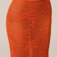 « Marbella » — Ensemble Jupe Longue en Crochet, Orange