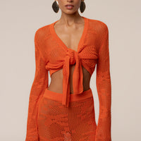 « Marbella » — Ensemble Jupe Longue en Crochet, Orange