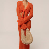 « Marbella » — Ensemble Jupe Longue en Crochet, Orange