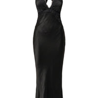 « Nuit de Satin » — Robe Longue Bustier Dos Croisé, Noir