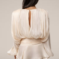 « Lueur Pure » — Robe Courte Drapée, Crème