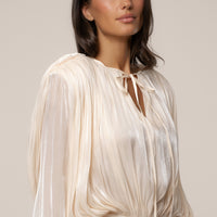 « Lueur Pure » — Robe Courte Drapée, Crème