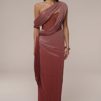 « Céleste » — Robe Longue Drapée Bandage, Rouge
