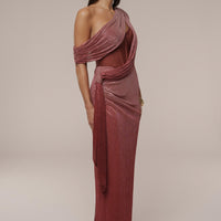 « Céleste » — Robe Longue Drapée Bandage, Rouge